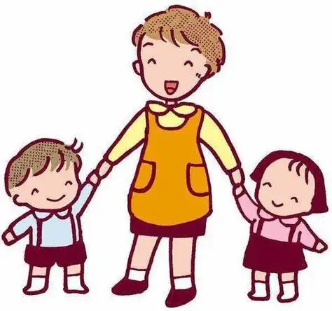 大人牵小孩侧面简笔画