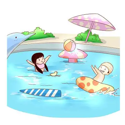 手绘卡通夏天水上乐园儿童素材