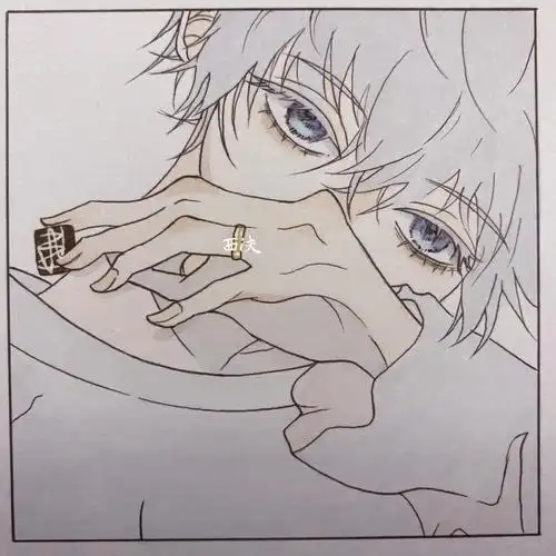 咒术回战五条悟马克笔手绘过程