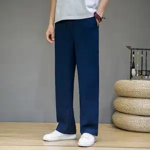 冰丝阔腿裤男夏季薄款休闲长裤男士裤子中国风潮流宽松直筒裤夏裤