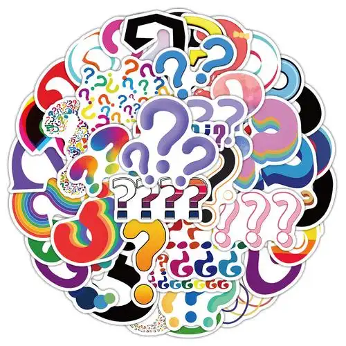 60张question mark卡通问号符号涂鸦贴纸装饰笔记本电脑水杯贴画