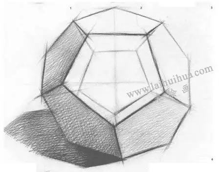 正二十面体结构素描画法步骤