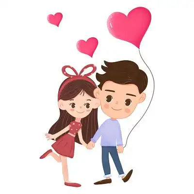 手绘情侣牵手情人节原创插画素材卡通婚纱情侣元素png拍照结婚幸福