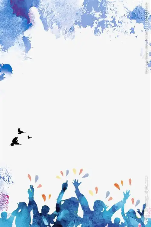 蓝色阳光青年png彩页海报背景图片