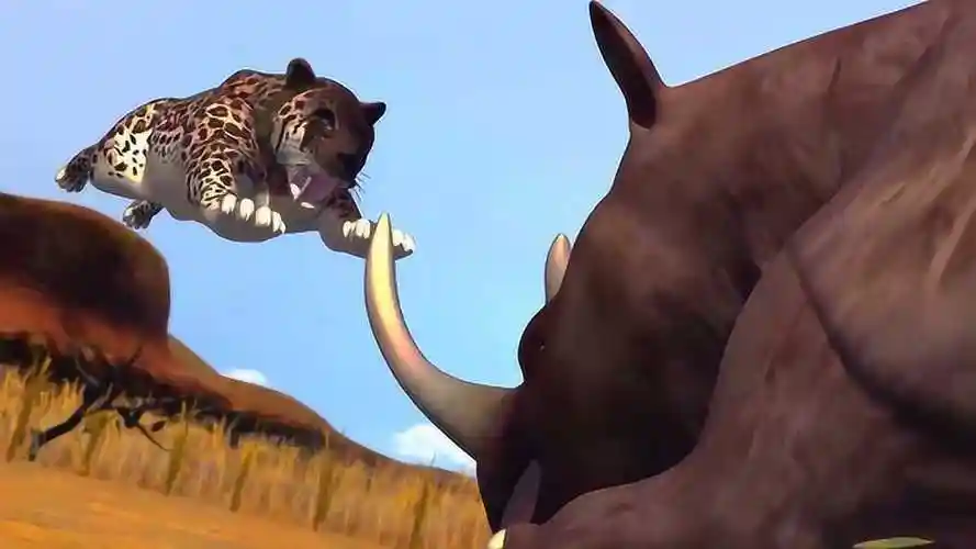 恐龙战争史前犀牛vs剑齿虎史前决斗