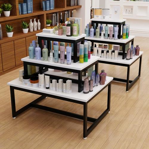 中岛柜化妆品展示柜三层流水台促销展架母婴店鞋店中岛柜鲜花展台
