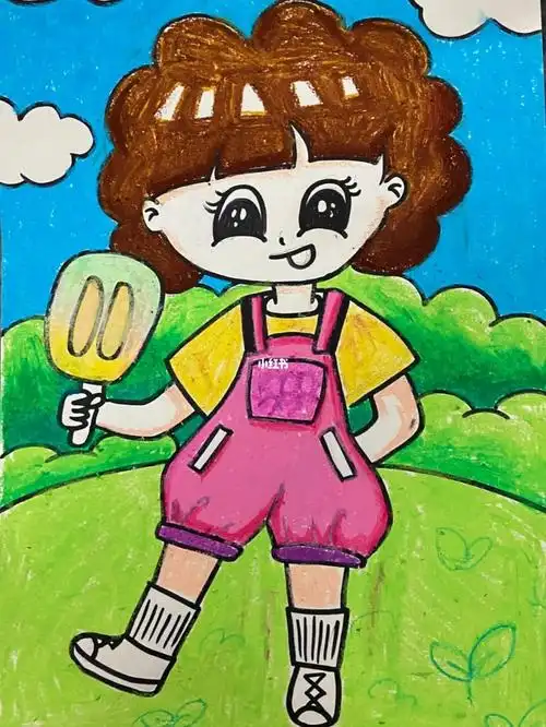 儿童简笔画  #油画棒  #夏天