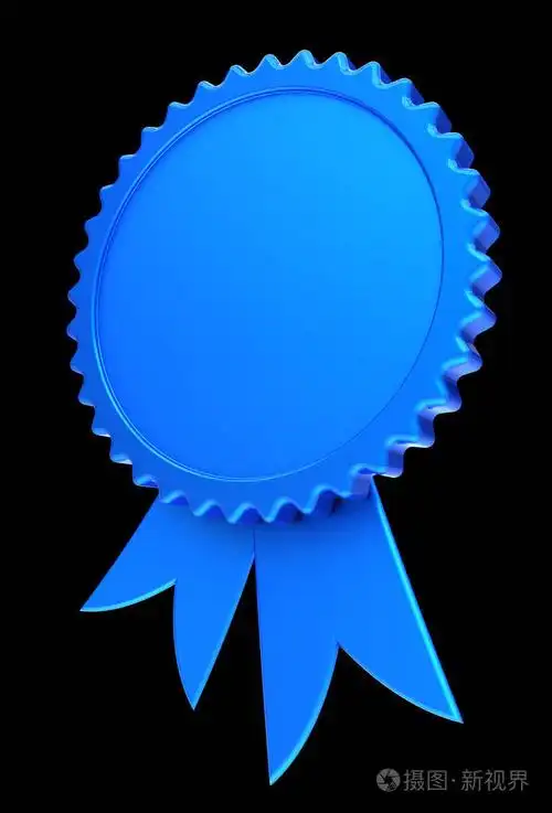 蓝色奖丝带空白奖赏奖牌花环.成就最佳徽章优胜者模板设计元素空.