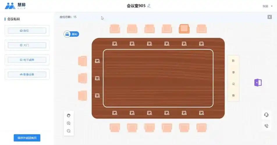 自定义会议室门和影响设备的位置电子桌牌制作红木纹会议桌,沙发式