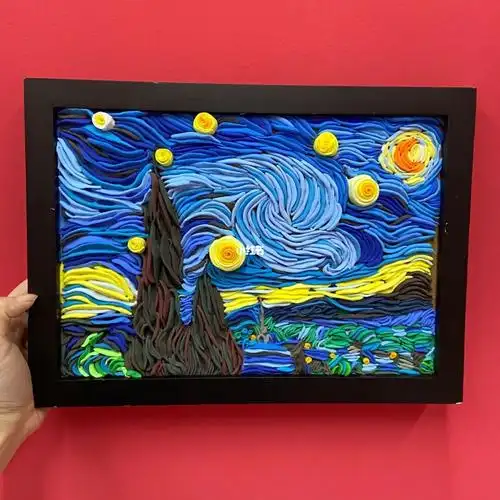 梵高星空星月夜手工黏土制作