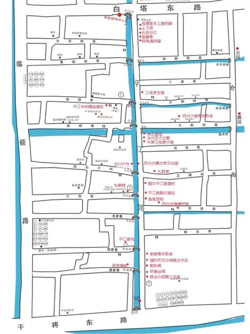 平江路历史街区平面图平江路最佳路线图平江路手绘地图平江路导览图