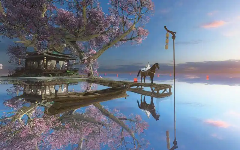 【逆水寒】最高画质下镜湖的风景真的是恍若仙境_哔哩哔哩 (゜-゜)つ