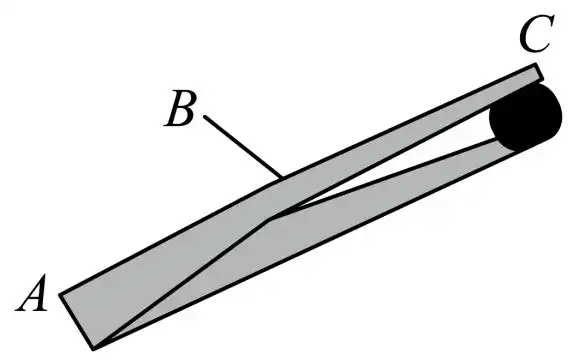 如图所示,当用镊子夹取物体时,镊子就相当于(选填"省力"或"费力")杠杆