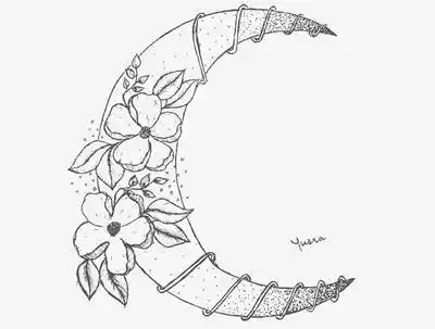 39张黑白月亮纹身手稿图片