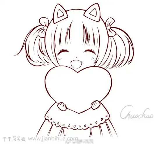 美丽小女孩简笔画