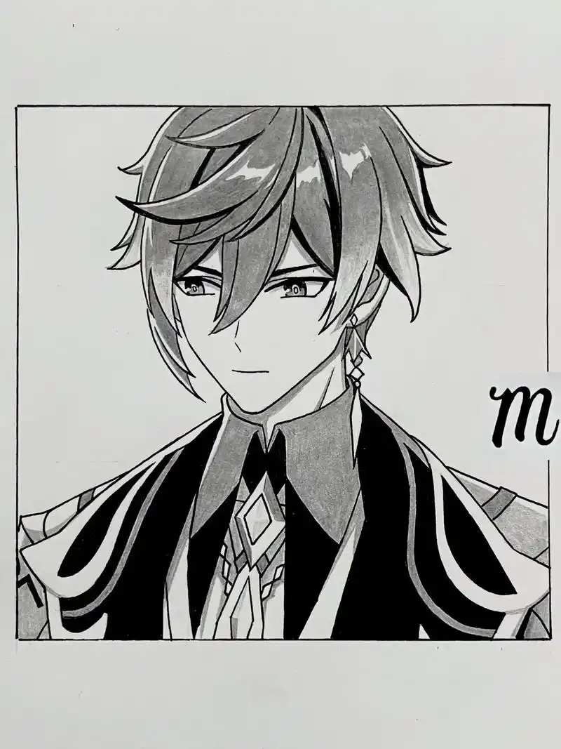 手把手教你画7915钟离.#原神 #钟离 #手绘 #画画过程 # - 抖音