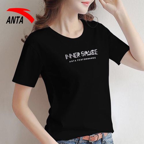 安踏短袖t恤女夏季新款透气体恤运动半袖打底衫跑步休闲上衣女装