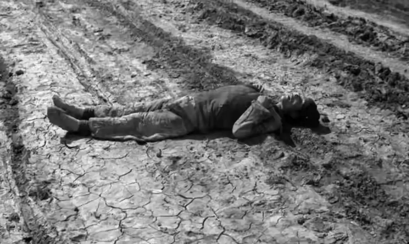 这是民国山东大饥荒期间,一名倒毙在路边的饥民,在当时很多人饿急了眼