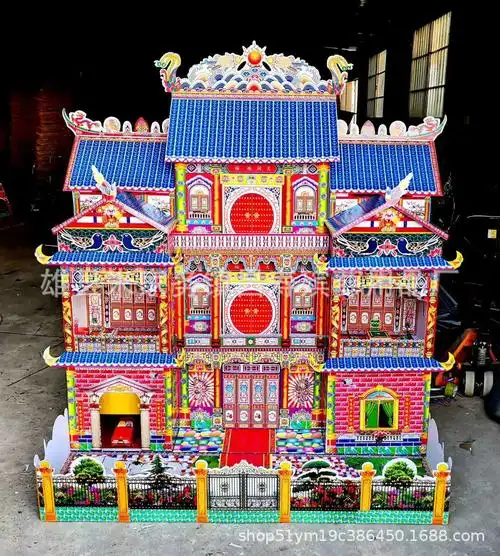 厂家楼房四合院瓦楞纸灵房折叠灵屋纸房子纸扎祭祀别墅殡葬
