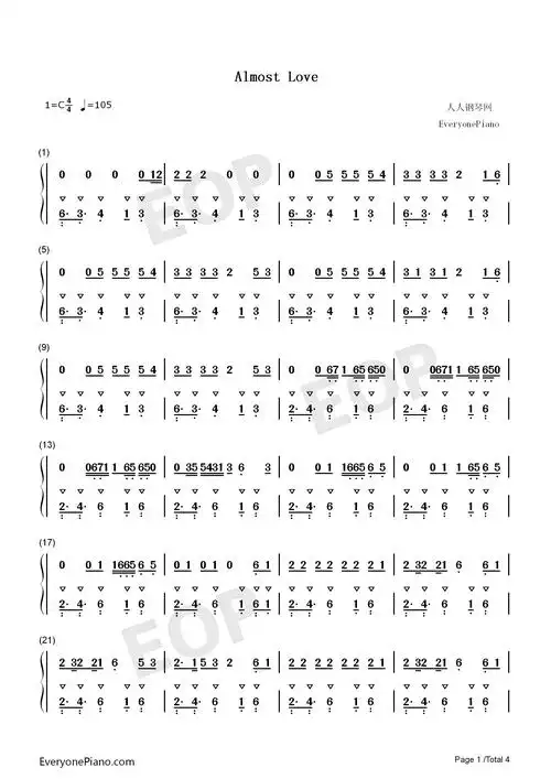 almost love-sabrina carpenter双手简谱预览1