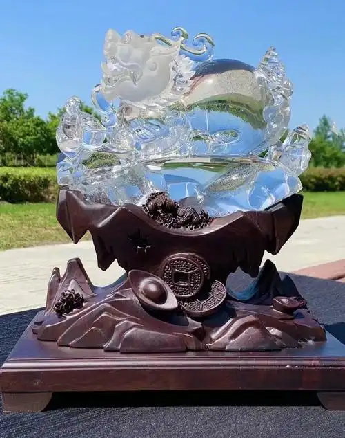 天然净重18cm尺寸透亮白水晶非常晶体摆件貔貅摆件