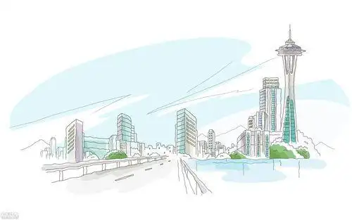 美丽新城市简笔画