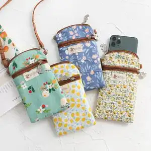 5寸屏手机包斜挎女布艺棉布小清新收纳手机袋