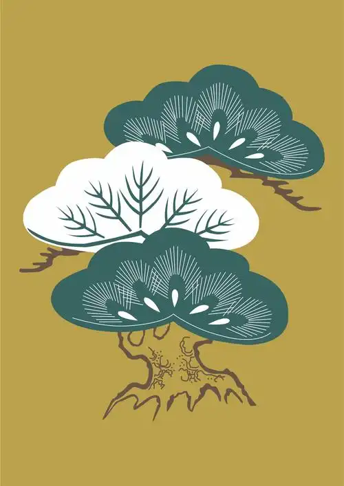 几何植物矢量图印花花型素材