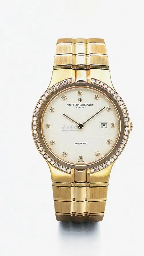 1971年份1990江诗丹顿18k黄金镶钻石炼带腕表备日期