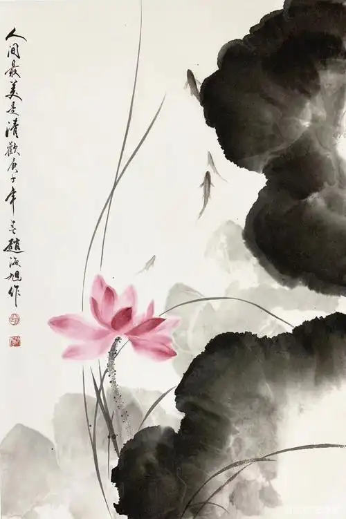 当代国画大师霍春阳的入室弟子赵海旭荷花系列作品十三