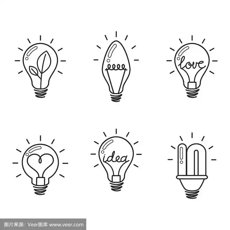 电灯泡,光,图标集,技术,低的