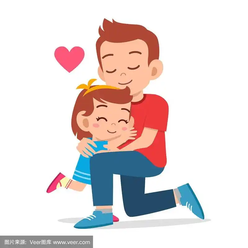 快乐可爱的小女孩拥抱爸爸爱