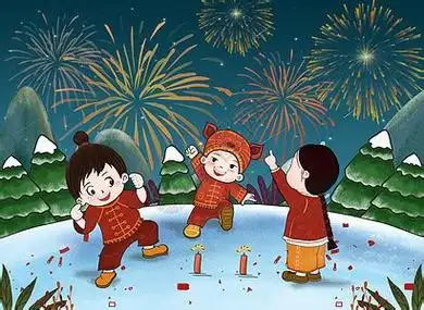 小朋友过年放烟花简笔画