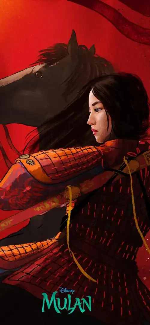花木兰手绘插画高清手机壁纸