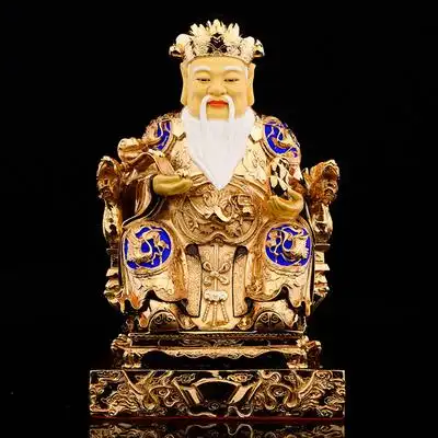 家用福德正神土地神像台湾盛凡纯铜鎏金伯公居家供奉主公摆件