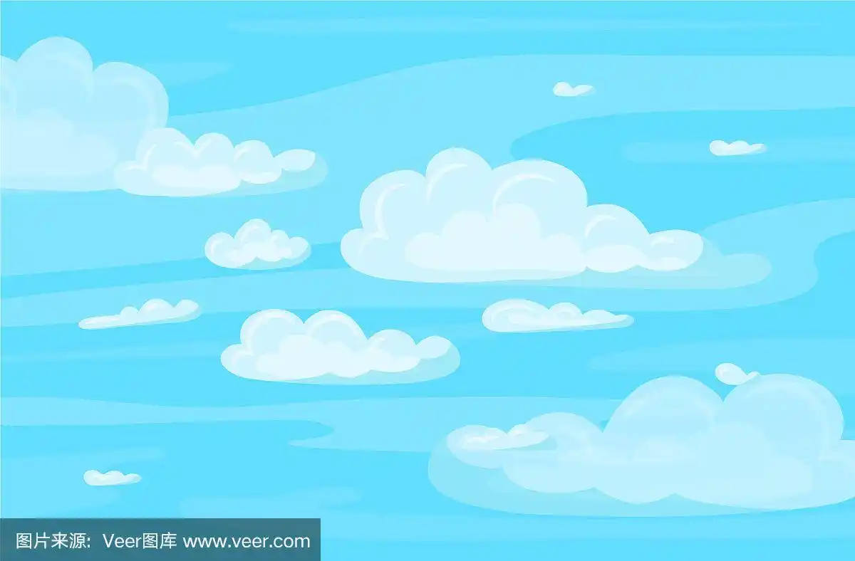 卡通色彩的蓝天和云卡背景