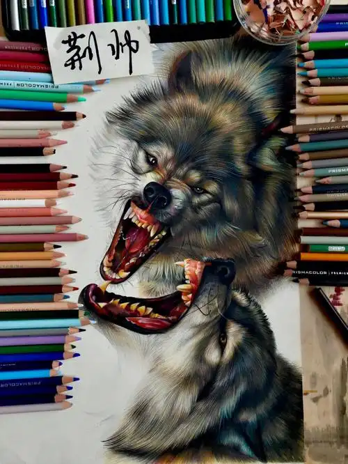 彩铅手绘狼霹雳马油性彩铅
