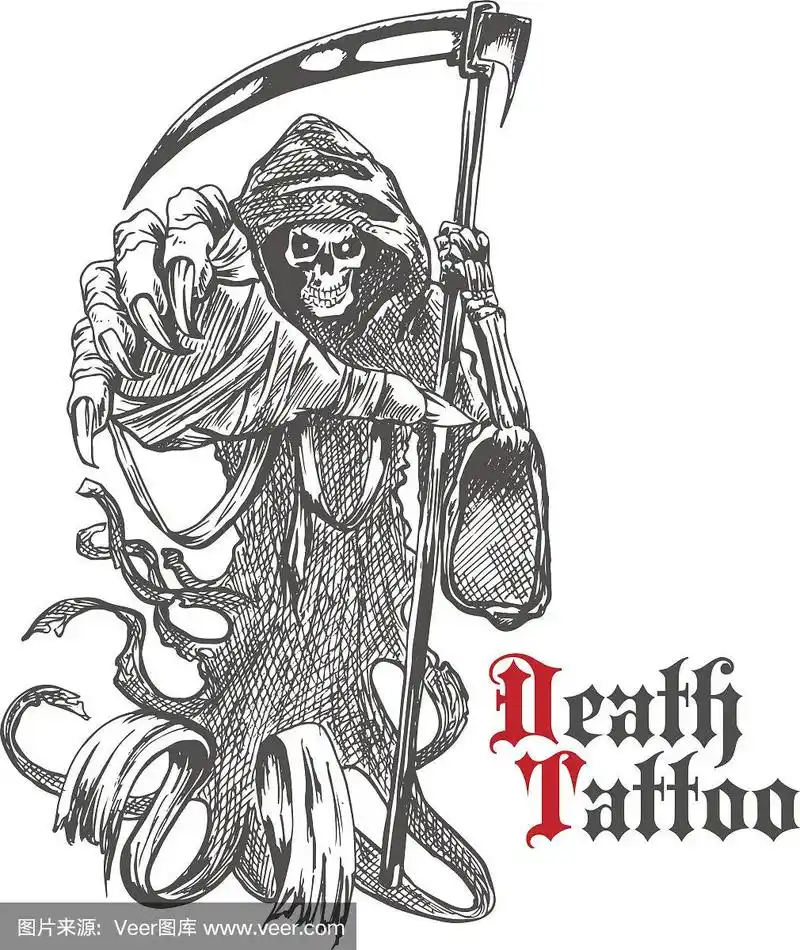 死神素描,骷髅在斗篷里