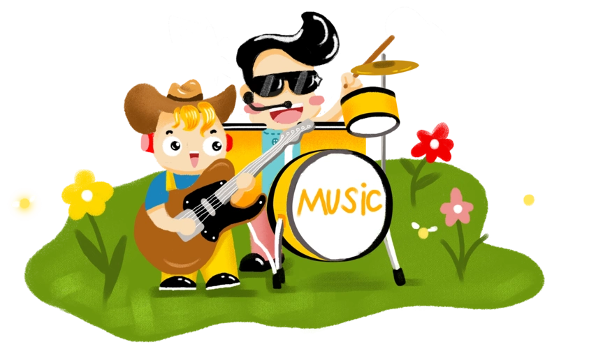 夏日音乐会主题卡通插画