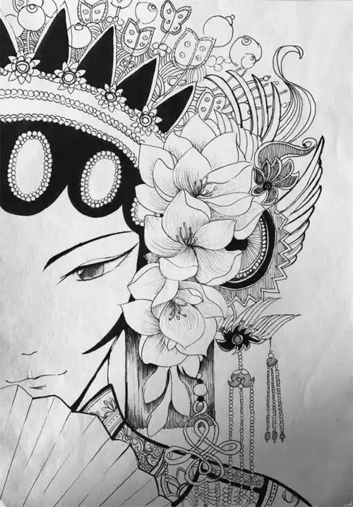 线描画《花旦》