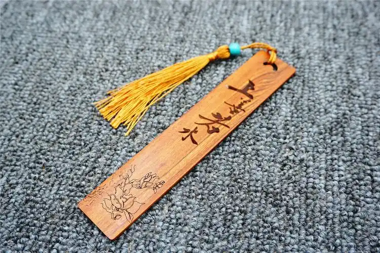 古典中国风天然檀木书签 学生用品创意复古流苏书签红木小礼物