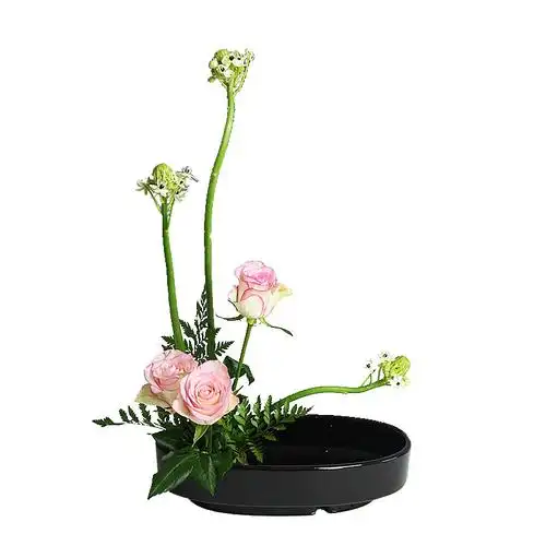 陶瓷椭圆日式水仙水培花器小原插花