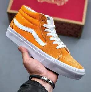 万斯官方旗舰店新款橘子汽水橙色中帮滑板鞋潮鞋男女情侣鞋