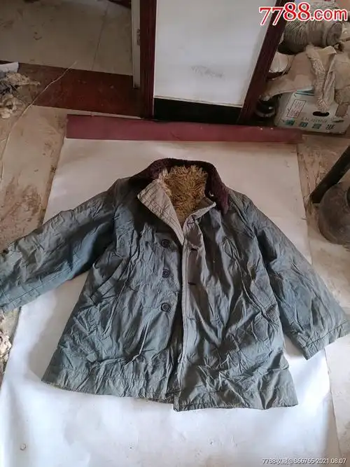 怀旧50年代老灰布毛领羊皮袄