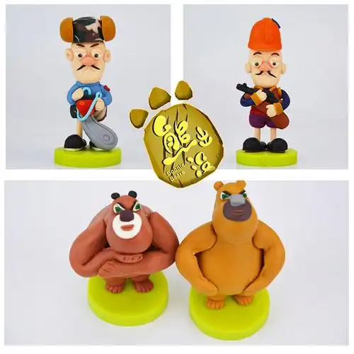 手工礼品熊出没光头强软陶泥人卡通手办公仔精美摆件生日礼物玩具