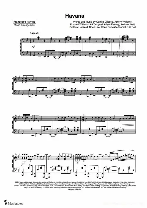 havana钢琴谱-木木童鞋-虫虫钢琴