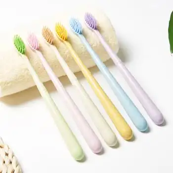 天天特价皓牛小麦秸秆小头牙刷软毛成人防出血家用便携式套装6支