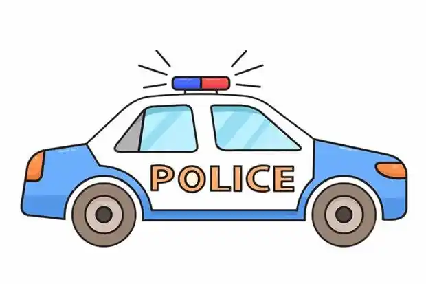 警车简笔画带颜色画法步骤图片大全