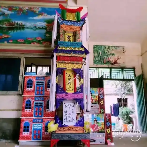 手工纸扎.金银山碑亭,马,戏楼,白鹤骑人.纯手工 - 抖音