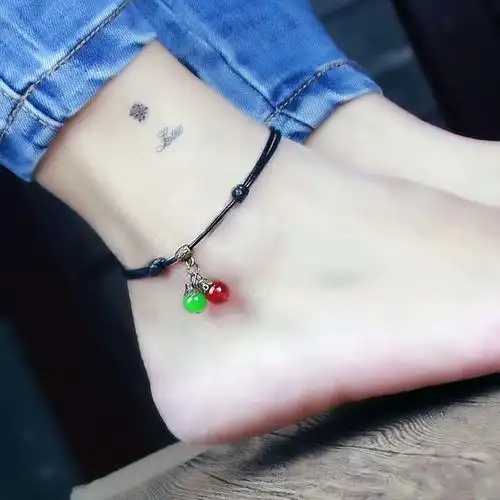 欢乐多时尚古风脚链手工编织简约日韩四叶草脚环女生个性脚饰a12复古